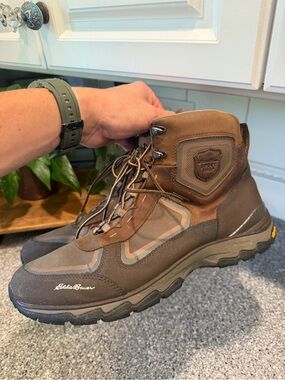 Eddie Bauer Men's Brown and Tan Hiking Boots Size 14 Mens
